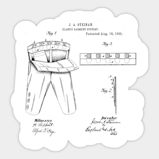 Elastic Garment Support Corset Vintage Patent Hand Drawing Sticker